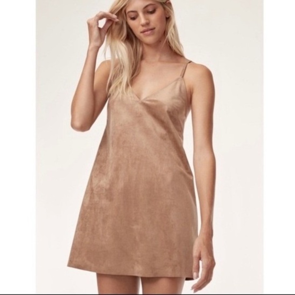 Aritzia Wilfred‎ Free Vivienne Brown Faux Suede Mini Dress Size XXS